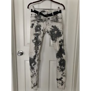 Maje gray and white tie dye jeans